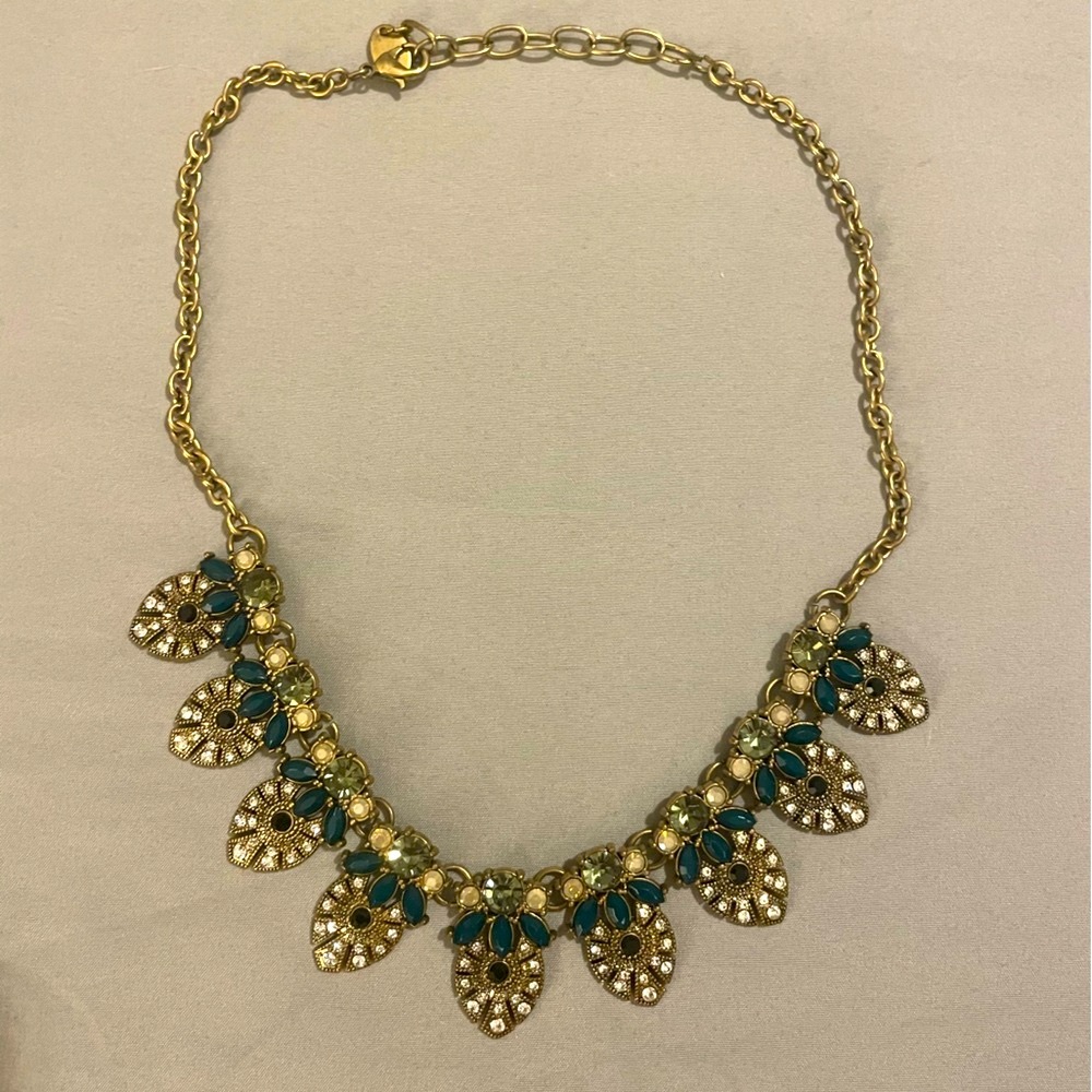 Stella and Ruby Elegant Gold and Green Leaf Necklace